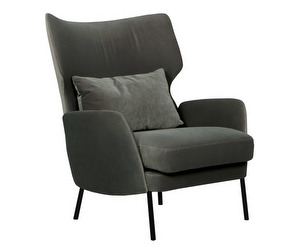 Alex Armchair, Classic Velvet Fabric 5 Grey