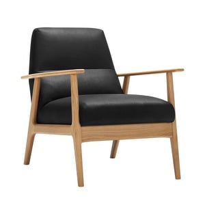 Jack Armchair, Black Aniline Leather / Oak