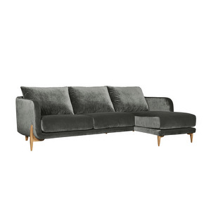 Jenny Chaise Sofa, Classic Velvet Fabric 5 Grey, Right