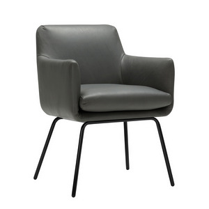 Moa Bistro Chair, Grey Aniline Leather