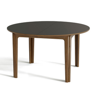 #112 Extendable Table, Oiled Walnut / Black, ø 130-230cm