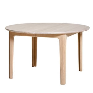 #112- jatkettava pöytä, valkoöljytty tammi, ø 130/230cm #112- jatkettava pöytä, valkoöljytty tammi, ø 130/230cm