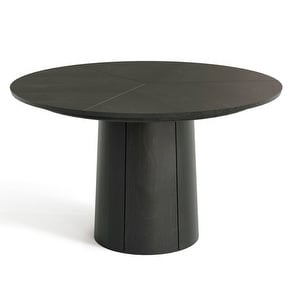 #33 Extendable Dining Table, Lacquered Black Oak Veneer, ø 123–149 cm