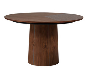 Extendable Dining Table #33, Oiled Walnut Veneer, ø 123–149 cm, .