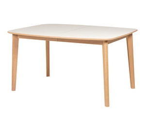 #118- jatkettava ruokapöytä, valkoinen/valkoöljtty tammi, 102 x 142/187 cm