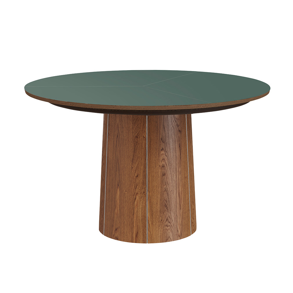 Skovby #33 -jatkettava ruokapöytä pähkinä/green slate, ø 123-149 cm