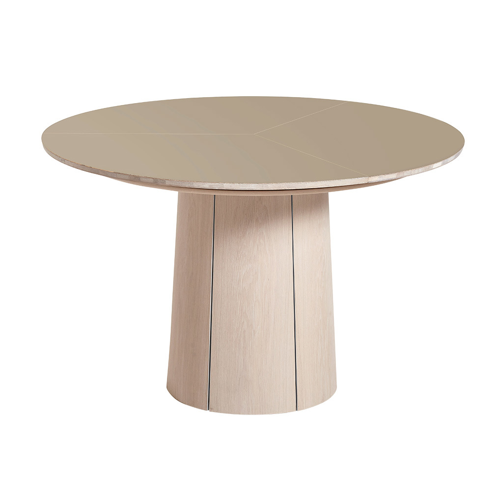 Skovby #33 -jatkettava ruokapöytä valkoöljytty tammi/nutmeg, ø 123-149 cm