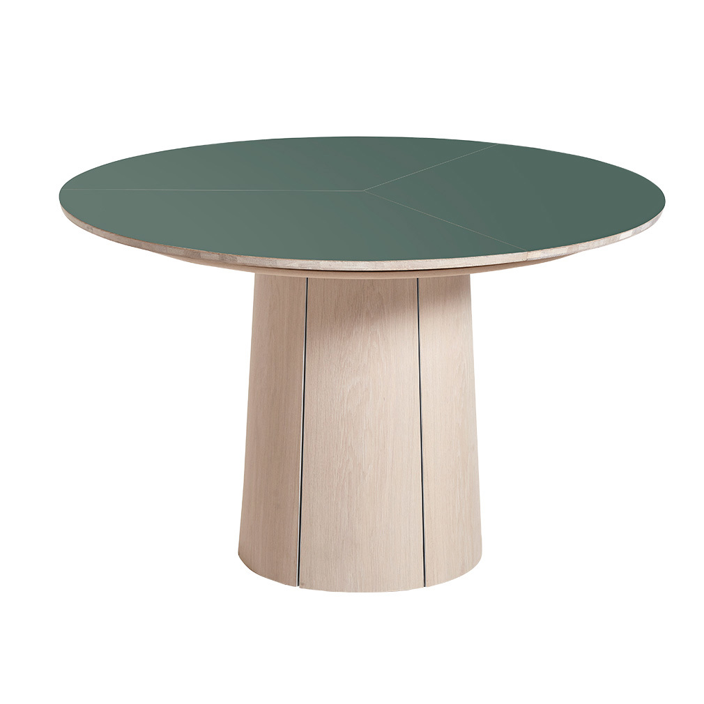 Skovby #33 -jatkettava ruokapöytä valkoöljytty tammi/green slate, ø 123-149 cm
