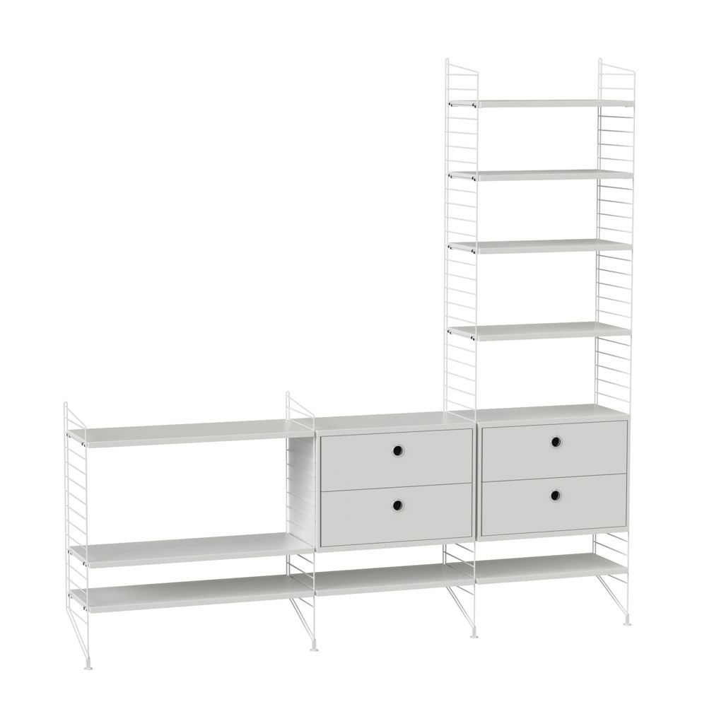 String Furniture String System Shelf Unit White, 194 x 200 cm