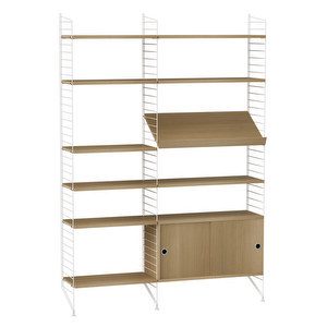 String System Shelf Unit, Oak/White, 136 x 200 cm