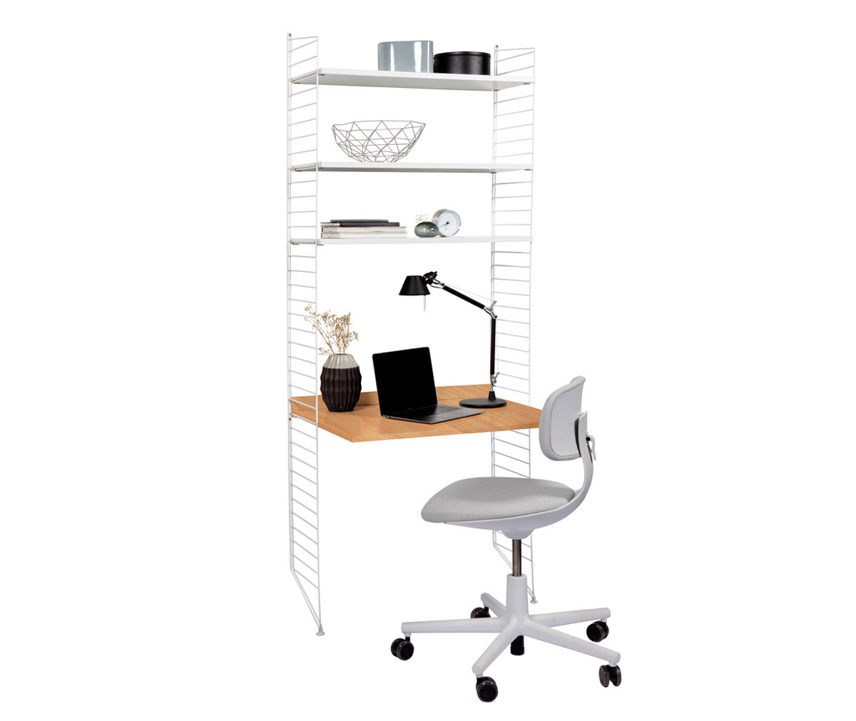 String Furniture String System Desk/Shelf Unit Oak/White