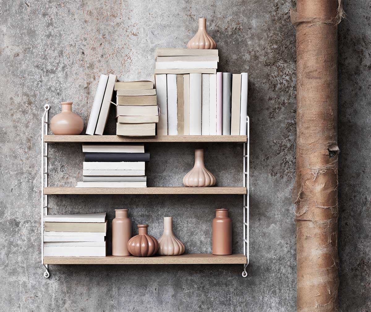 String Furniture String Pocket Shelf, White/Oak | Vepsäläinen