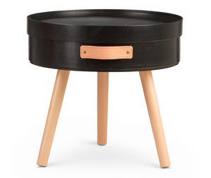 Aski Coffee Table/Storage Unit, With leg, Black, ø 48 cm