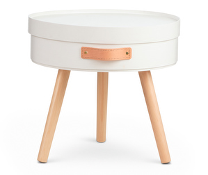 Aski Coffee Table/Storage Unit, With leg, White, ø 48 cm