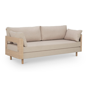 On2 Wood Sofa Bed, Hopper Fabric 51 Beige, W 202 cm
