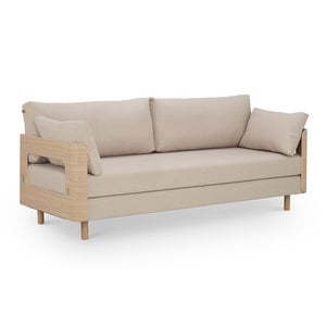 On2 Wood Sofa Bed, Hopper Fabric 51 Beige, W 202 cm