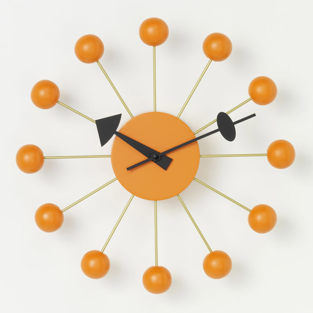 e Nelson Vitra Ball Clock オレンジ Vitra Ball Clock, Orange | Vepsäläinen