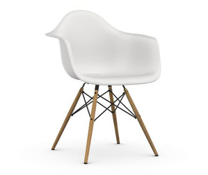 Eames DAW RE -tuoli käsinojilla, cotton white/hunajasaarni