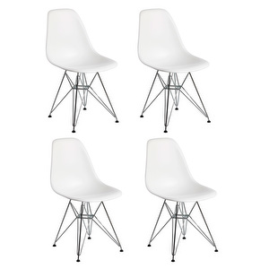 Eames DSR RE -tuoli, cotton white / kromi, 4 kpl