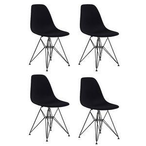 Eames DSR RE -tuoli, deep black / musta, 4 kpl