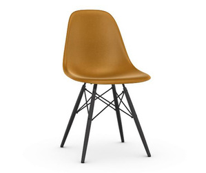 Eames DSW Fiberglass Chair, Ochre Dark/Black Maple