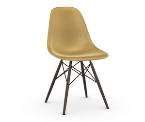 Eames DSW Fiberglass Chair, Ochre Light/Dark Maple