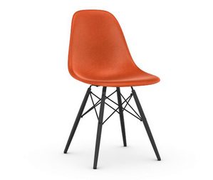 Eames DSW Fiberglass Chair, Red Orange/Black Maple