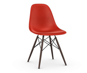 Eames DSW Fiberglass Chair, Red/Dark Maple