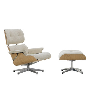 Eames Lounge -nojatuoli ja rahi, Nubia-kangas 02 cream-pearl / kastanja