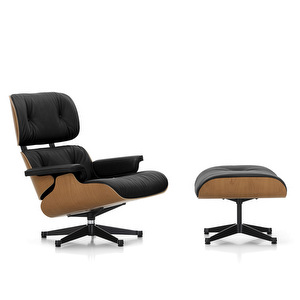 Eames Lounge -nojatuoli ja rahi, Premium-nahka 66 nero / kirsikka