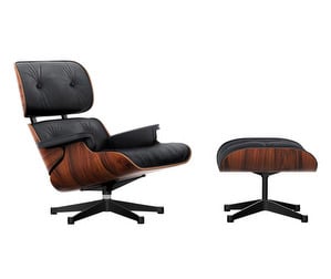 Eames Lounge -nojatuoli ja rahi, palisanteri/Premium F -nahka 66 nero Eames Lounge -nojatuoli ja rahi, palisanteri/Premium F -nahka 66 nero