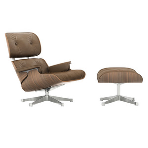 Eames Lounge Armchair & Footstool, Light Walnut / Premium F Leather 74 Olive