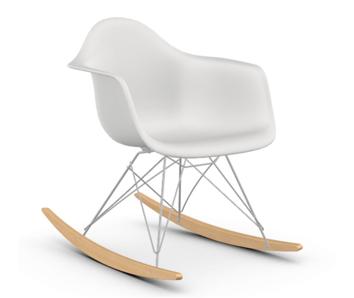 Vitra Eames RAR -keinutuoli white/kromi/vaalea vaahtera