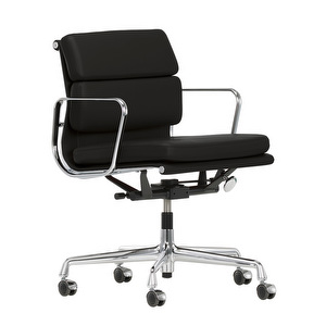 Eames Soft Pad EA217 Office Chair, Black Leather / Polished Aluminium