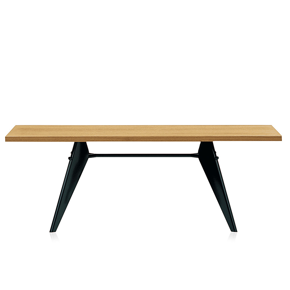 Vitra Prouvé EM -ruokapöytä tammi/musta, 180 x 90 cm