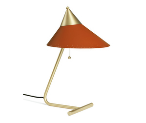 Brass Top Table Lamp, Rusty Red