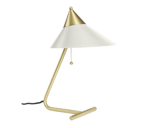 Brass Top Table Lamp, White