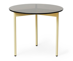 From Above Coffee Table, Brown Smoked Glass/Yellow, ø 52 cm