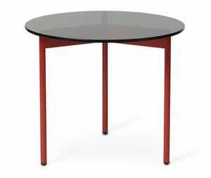 From Above Coffee Table, Brown Smoked Glass/Red, ø 52 cm