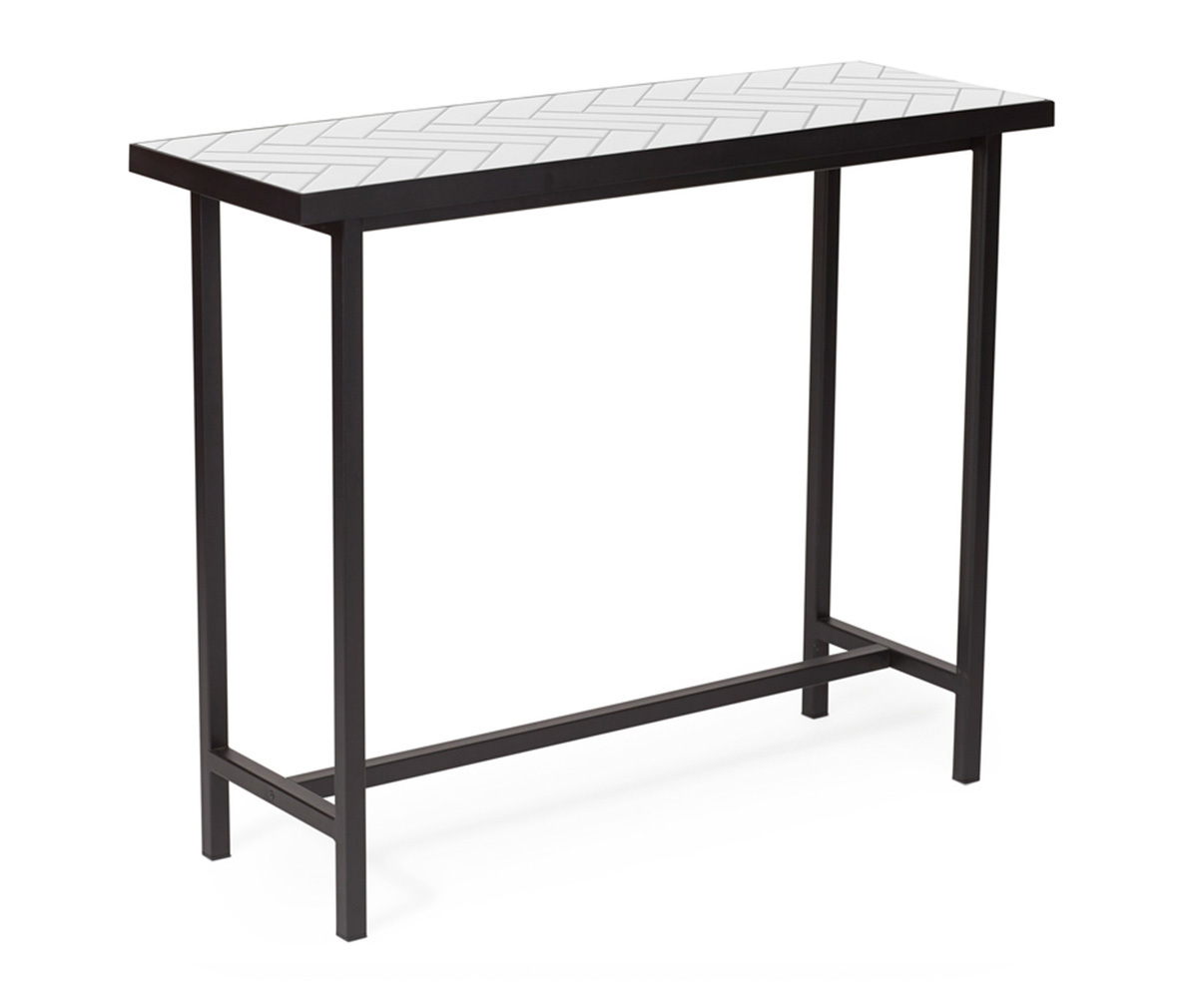 Warm Nordic Herringbone Console Table Pure White, 100 x 35 cm