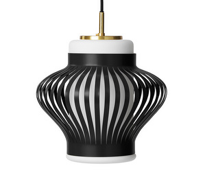 Opal Lamella Pendant Lamp, Black