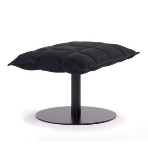 K Ottoman, Black Sand Fabric, W 72 cm