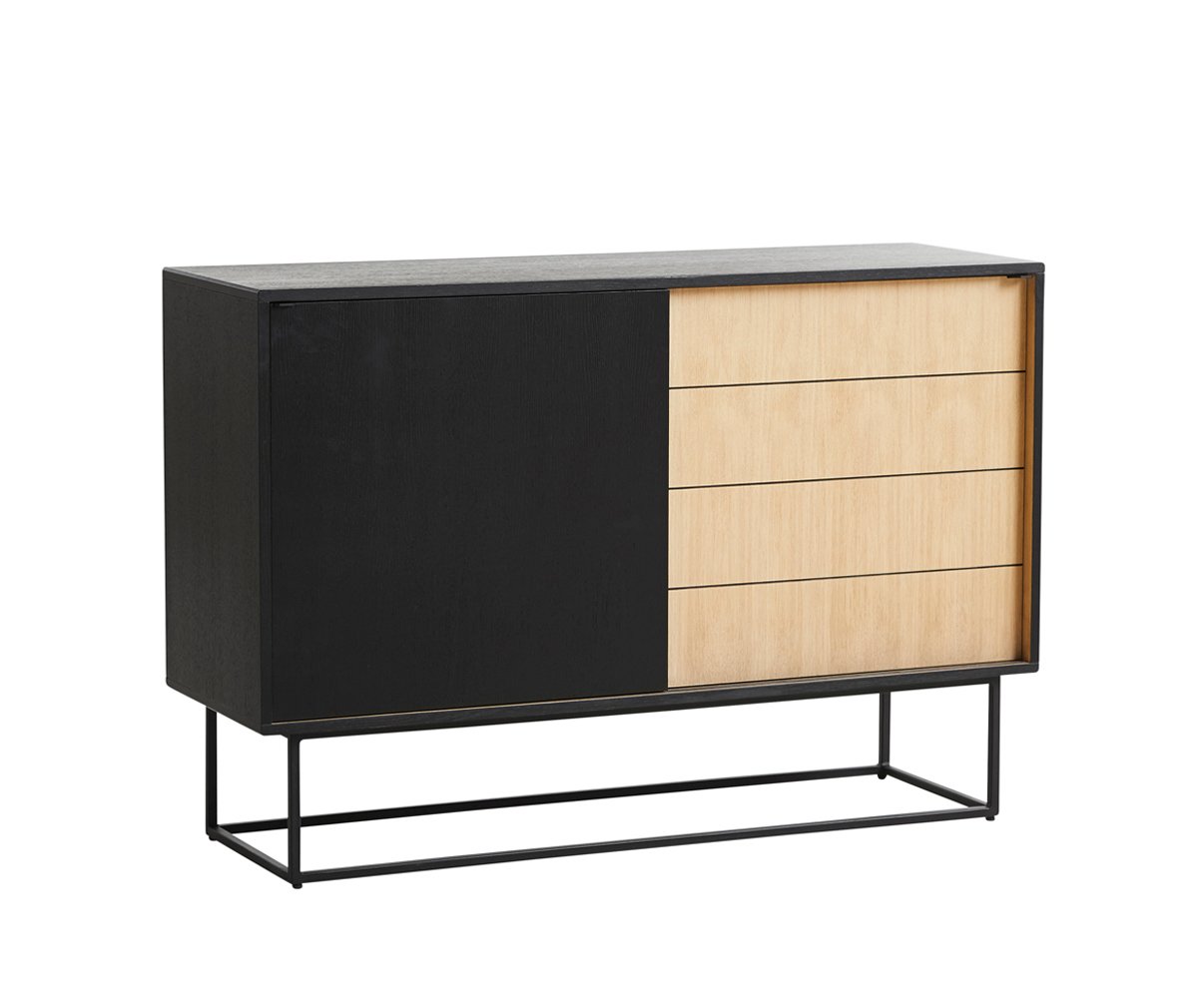 Woud Virka Sideboard (High) Black/Oak, 120 x 82 cm