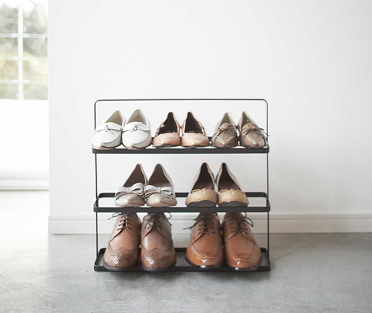 Yamazaki Tower Shoe Rack Black Veps l inen