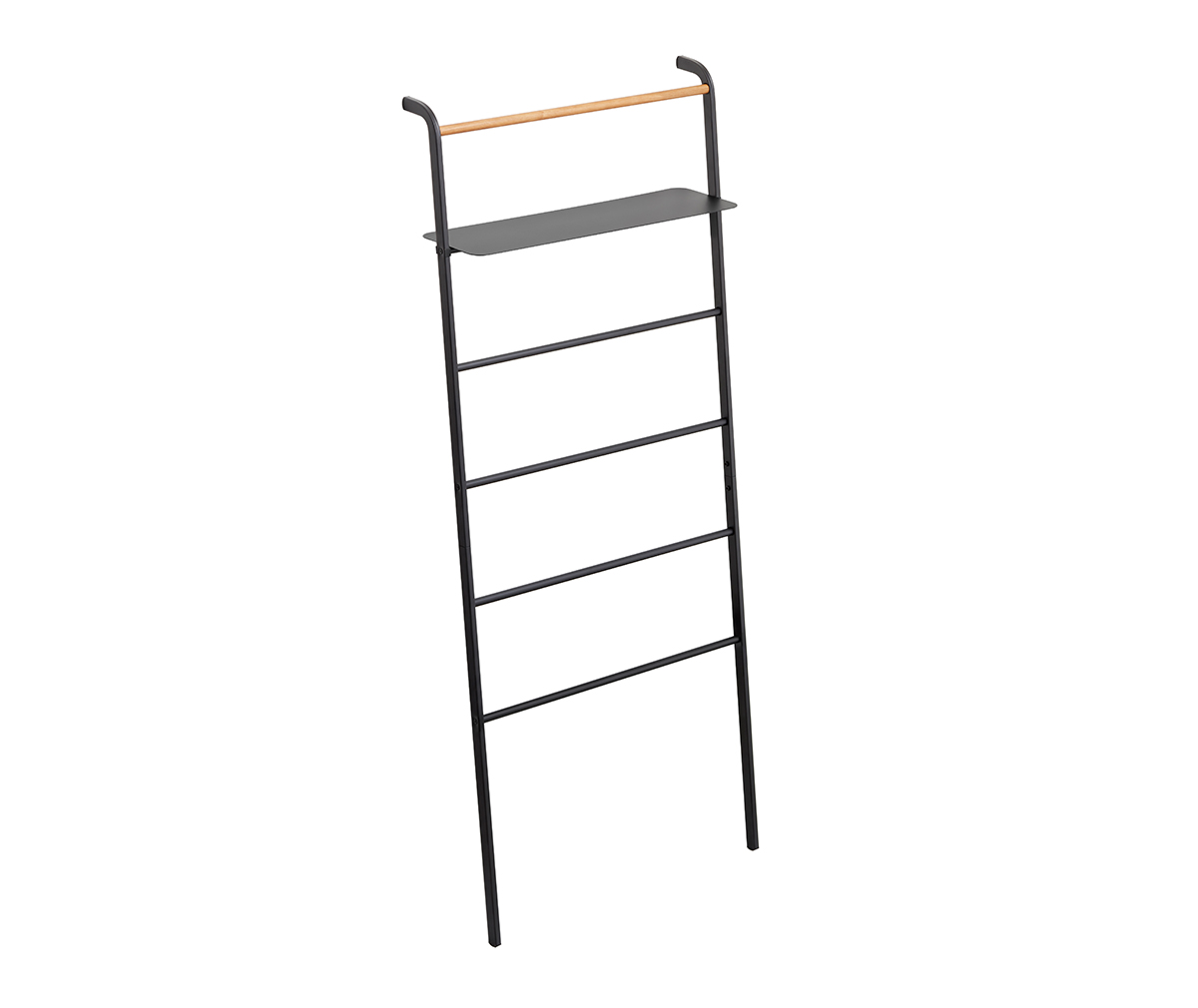 Yamazaki Tower Leaning Ladder Hanger with Shelf Black Vepsalainen