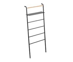 Tower Leaning Ladder Hanger with Shelf, Black