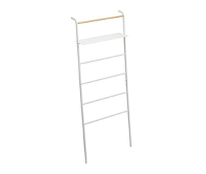 Tower Leaning Ladder Hanger with Shelf, White
