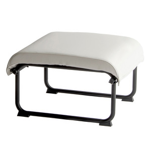 Remmi Footstool, White Leather / Black