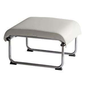 Remmi Footstool, White Leather / Steel