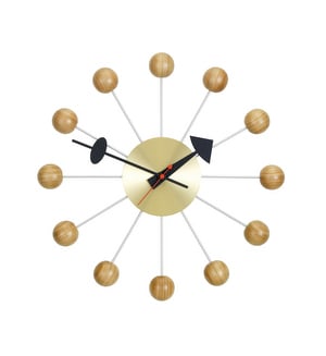 Ball Clock, Brass/Cherry, ø 33 cm